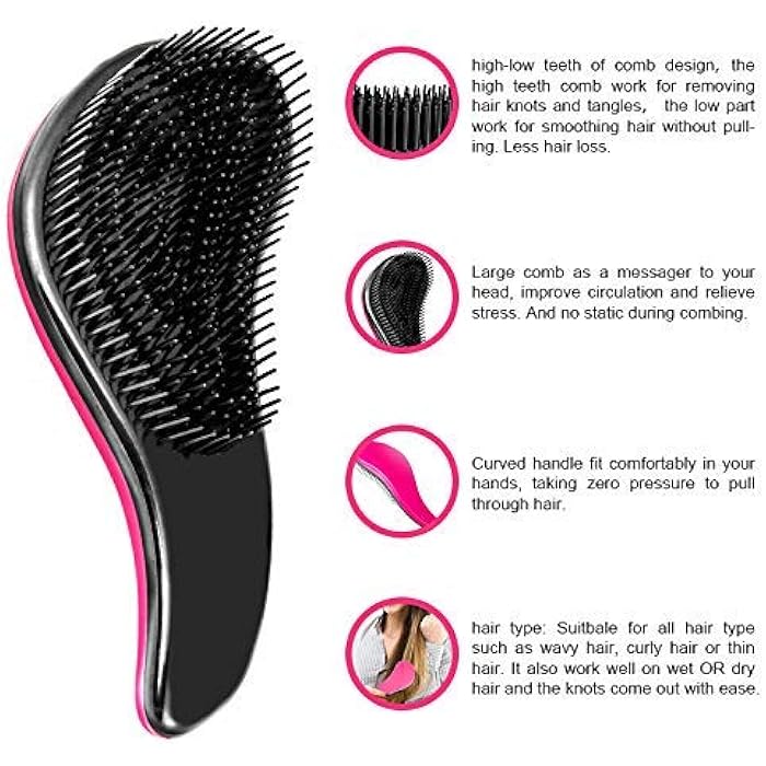 WYNK Detangler Brush - 2-Piece Value Set - Wet Detangling Hair Brush,Professional No Pain Detangler for Women,Men,Kids ( Multi color) - Image 5